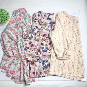 Lauren Conrad 3/4 sleeve floral 3 blouse bundle